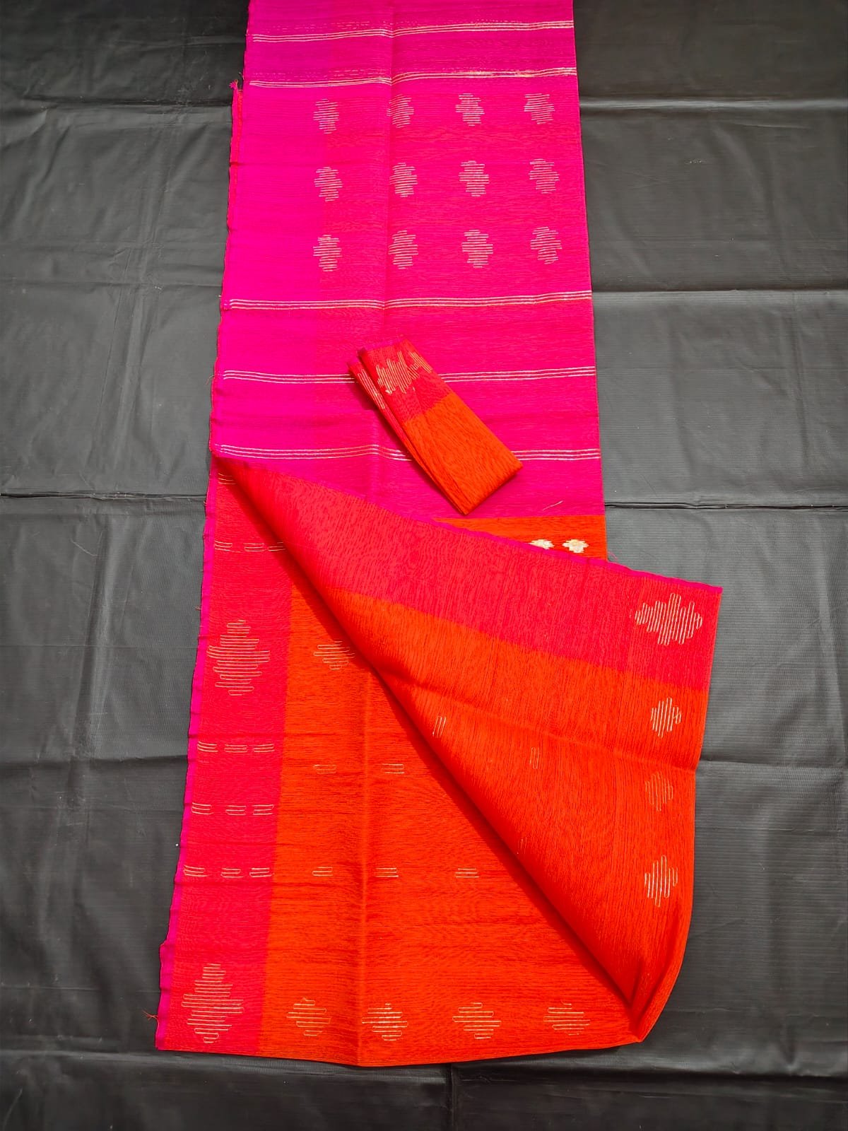 Orange jamdani saree with blouse piece Orange jamdani saree with blouse piece