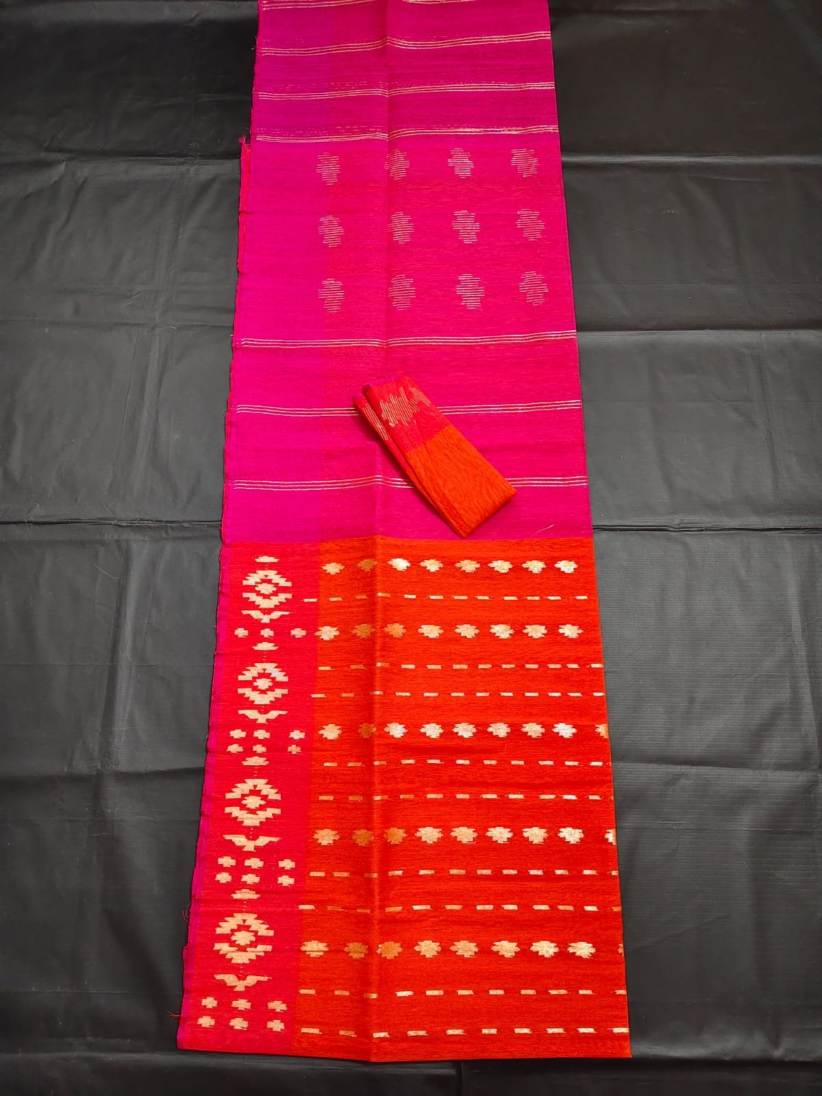 Orange jamdani saree with blouse piece Orange jamdani saree with blouse piece