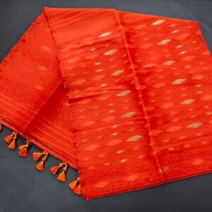 কমলা (orange) কালার জামদানি শাড়ি