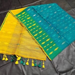 সি গ্রিন (sea green) & হলুদ কালার জামদানি শাড়ি (copy)