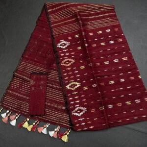 Meron color half silk jamdani saree with blouse piece